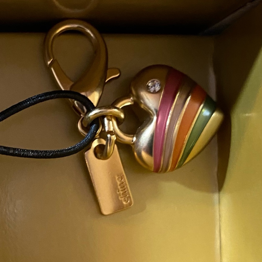 COACH  mini bag charm rainbow heart logo new